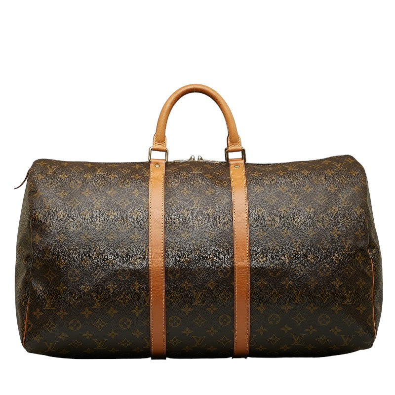 Louis Vuitton Monogram Keepall 55 Boston Bag Travel Bag M41424 Brown