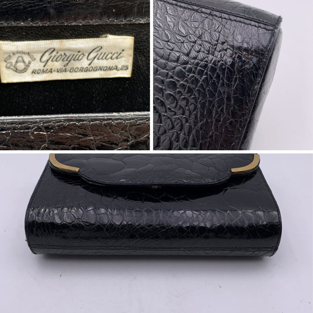 Giorgio Gucci Vintage Black Leather Clutch Bag Handbag