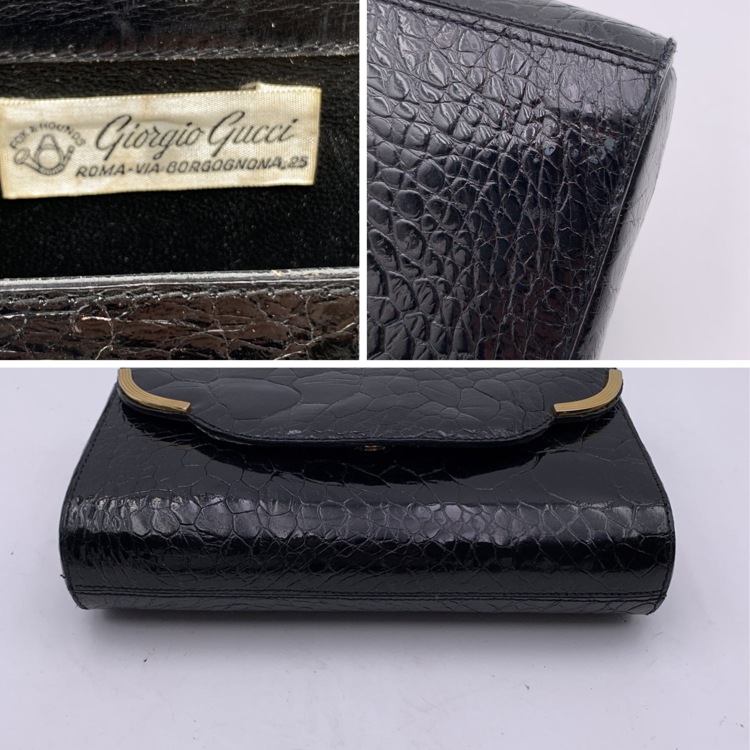 Giorgio Gucci Vintage Black Leather Clutch Bag Handbag