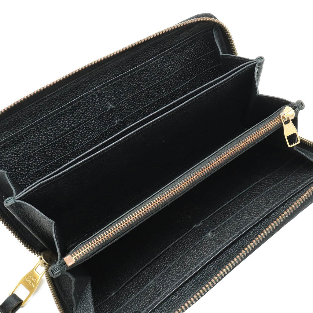 Louis Vuitton Monogram Emplant Zippie Wallet Round Fassner Long Wallet Leather Noir Black M60571
