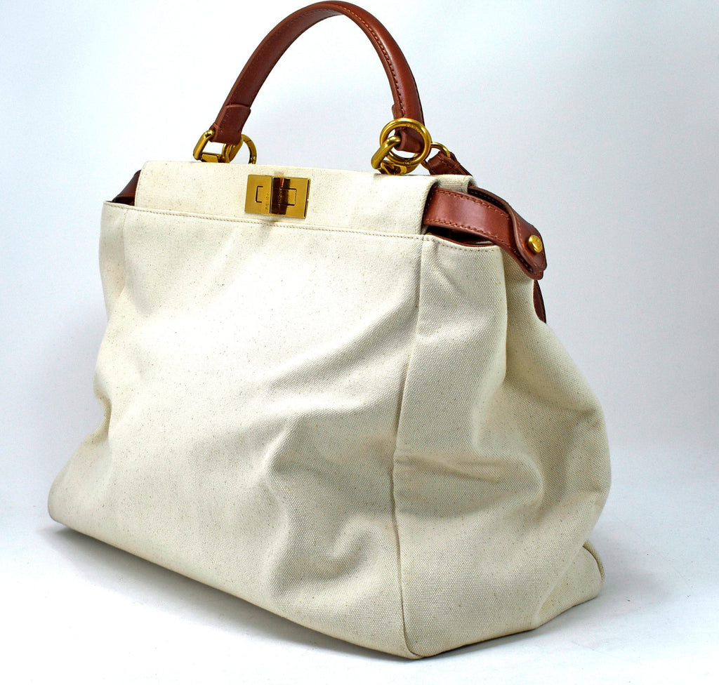 Fendi Peekaboo Large Canvas Handbag