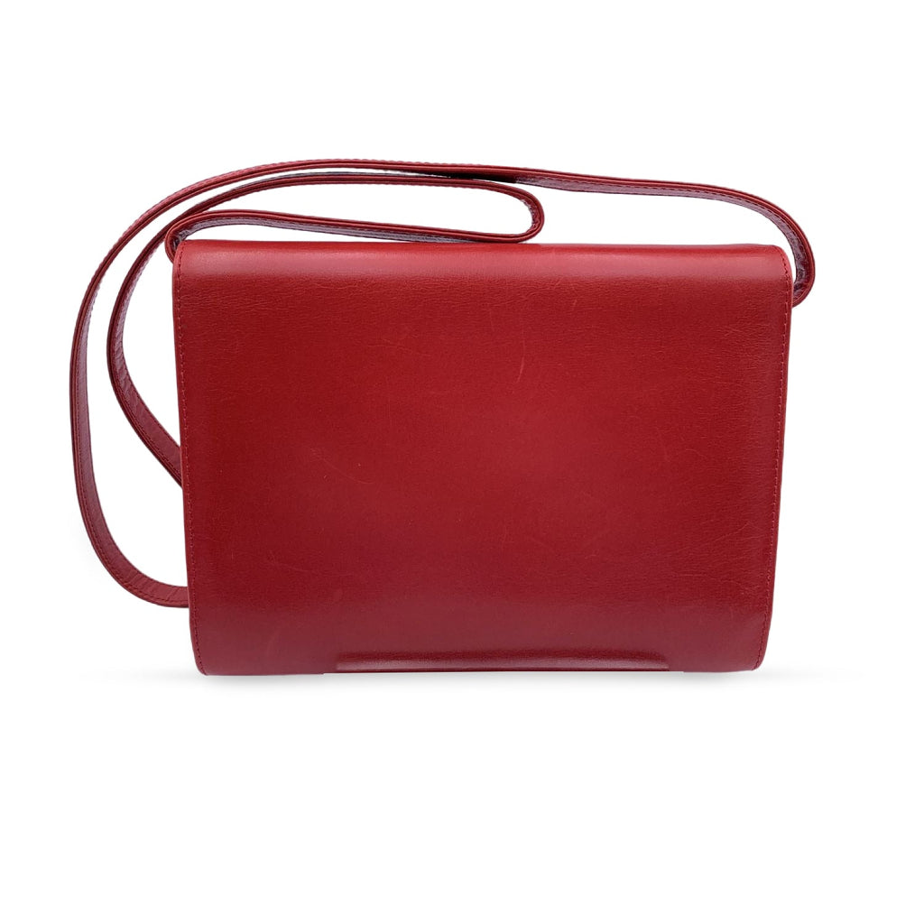 Gucci Vintage Red Leather Convertible Shoulder Bag Clutch