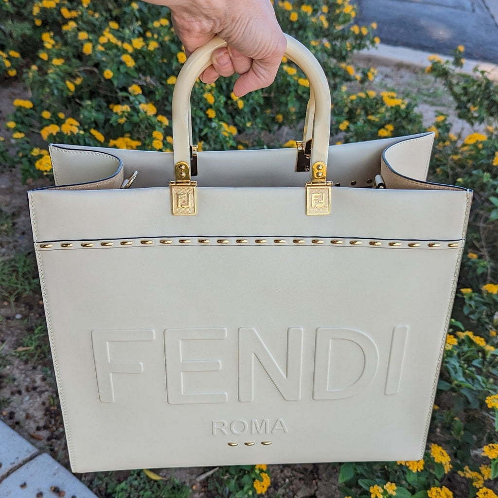 Fendi Sunshine Medium Creme Shopper Tote
