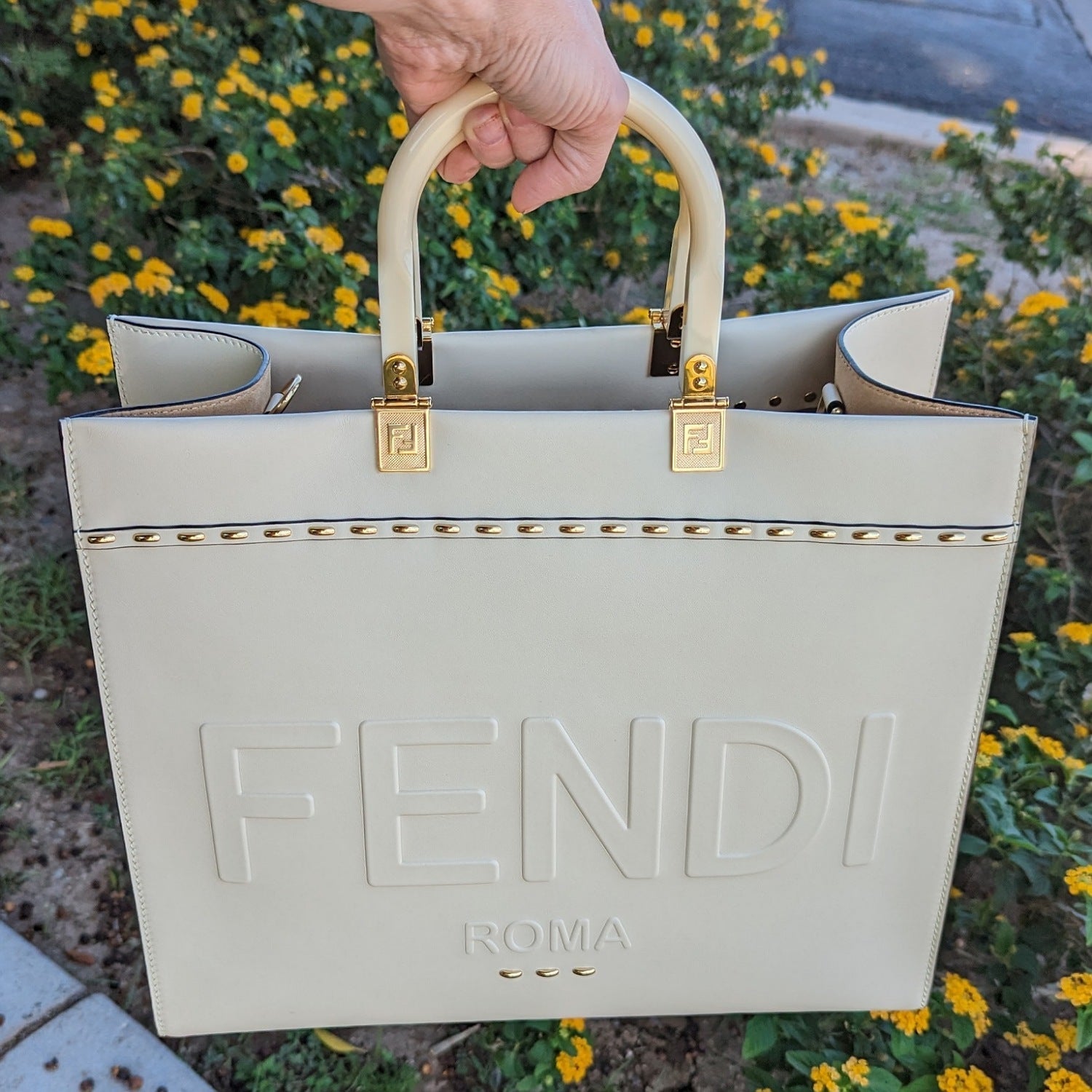 Fendi Sunshine Medium Creme Shopper Tote