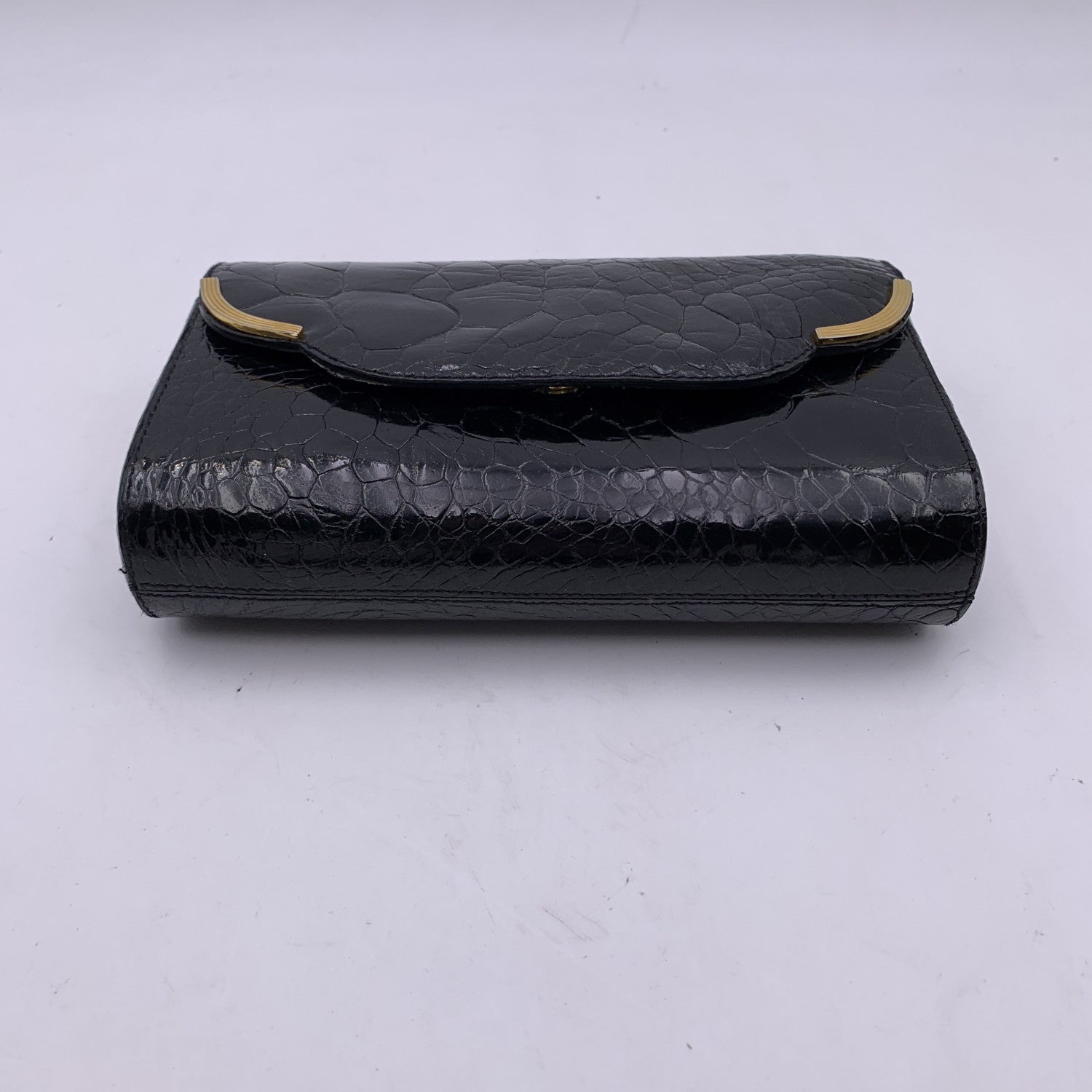 Giorgio Gucci Vintage Black Leather Clutch Bag Handbag