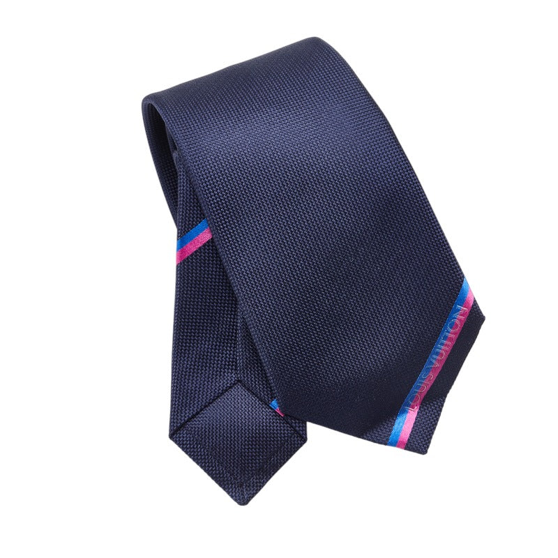 Louis Vuitton LV Cravat Bottom Strip 7CM Cravat M77837 Navi Multicolor Silk Men LOUIS VUITTON