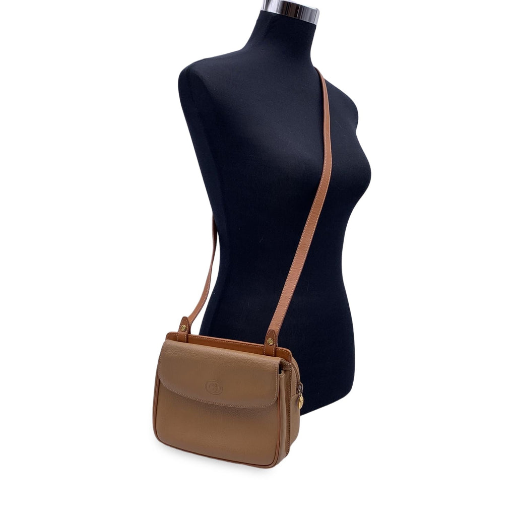 Gucci Vintage Beige Leather 2 Compartments Shoulder Bag
