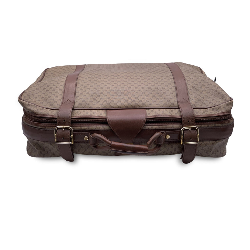 Gucci Vintage Beige Monogram Canvas Suitcase Travel Bag