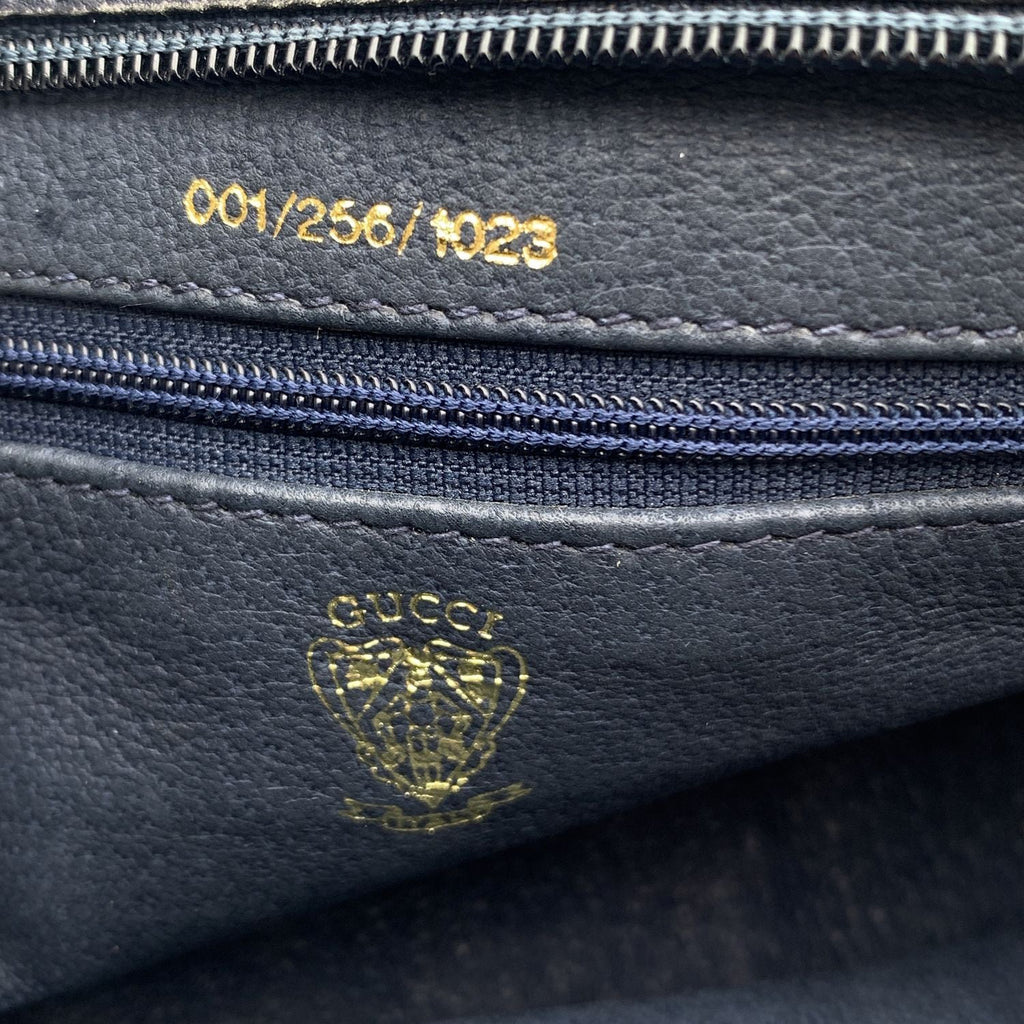 Gucci Vintage Blue Monogram Canvas Leather Shoulder Bag