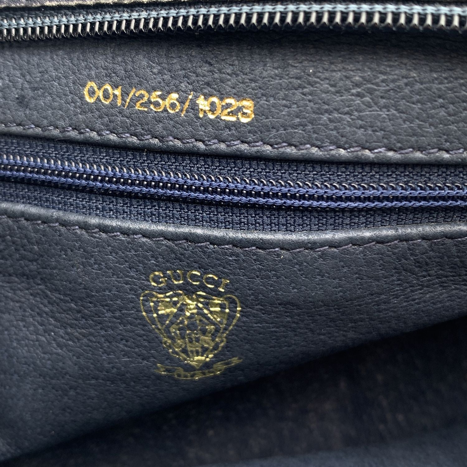 Gucci Vintage Blue Monogram Canvas Leather Shoulder Bag