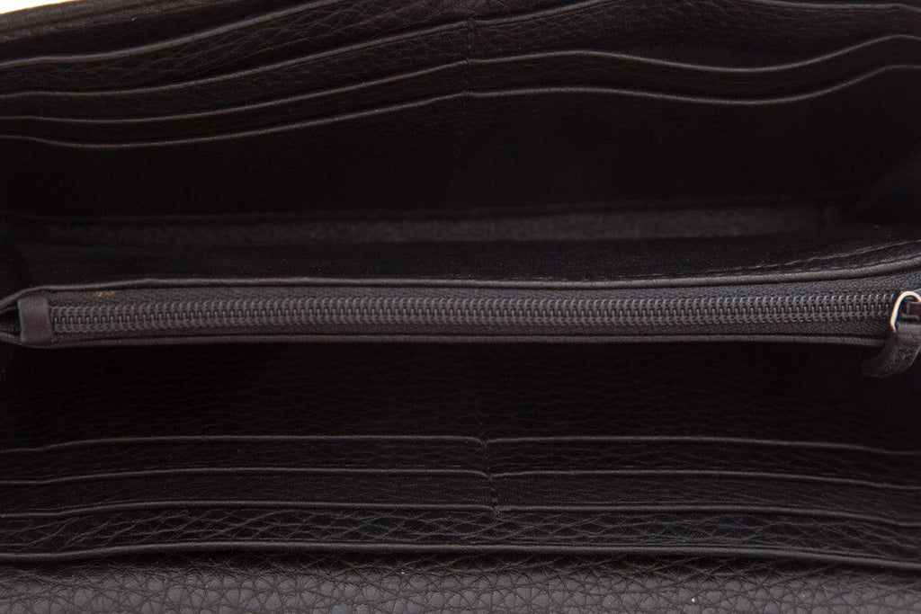 Gucci Black Tri-Fold Bamboo Leather Wallet