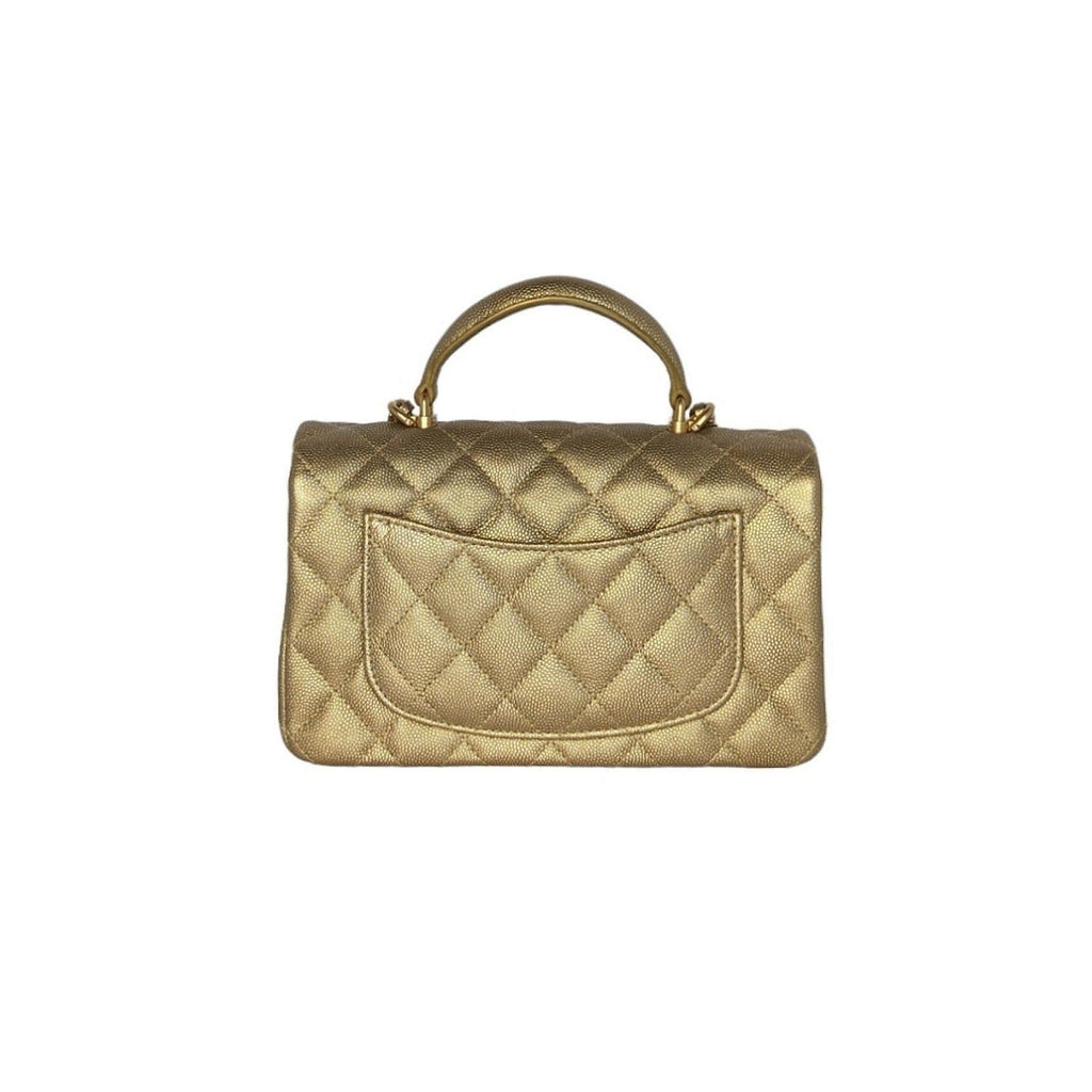Chanel Metallic Grained Calfskin Mini Top Handle Bag