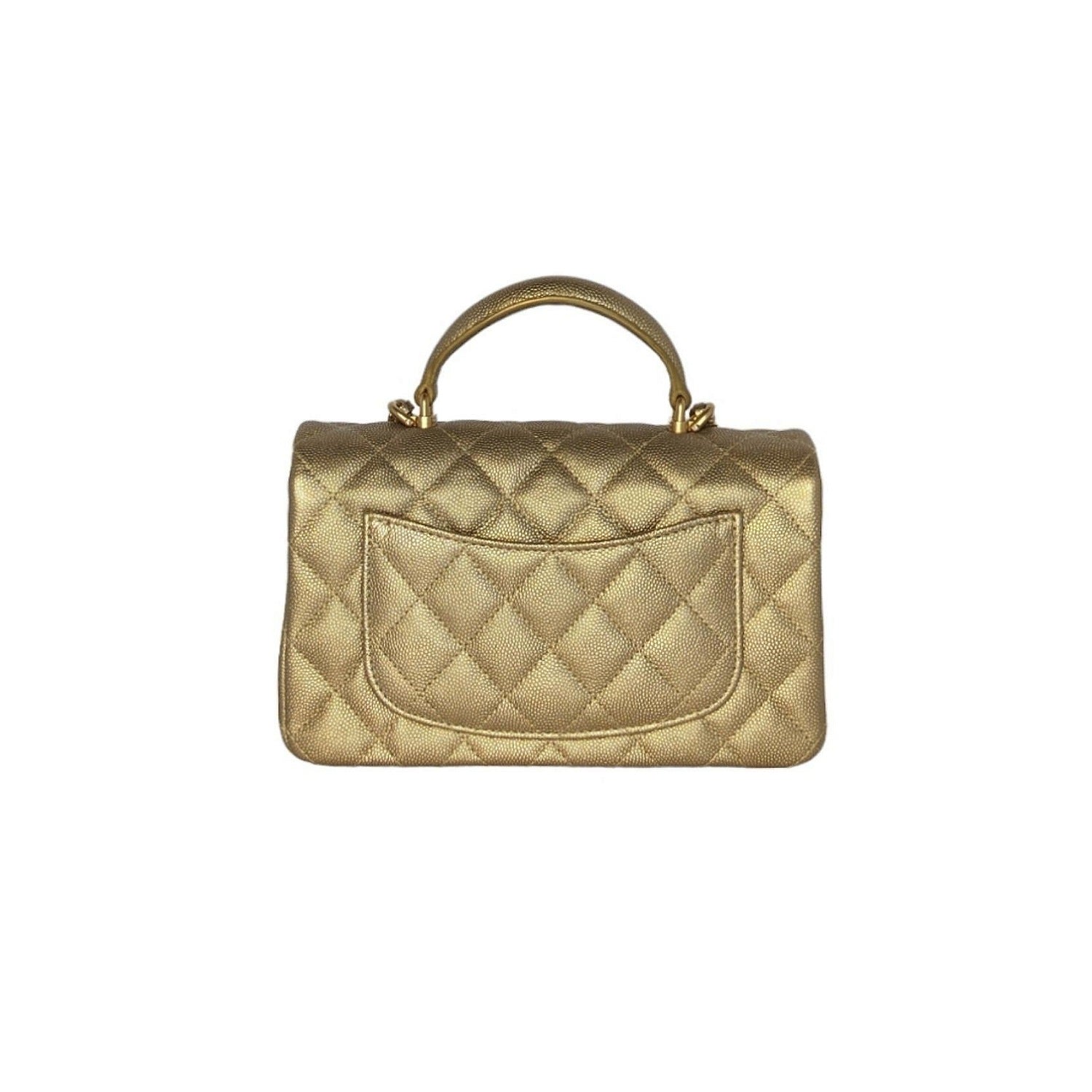 Chanel Metallic Grained Calfskin Mini Top Handle Bag