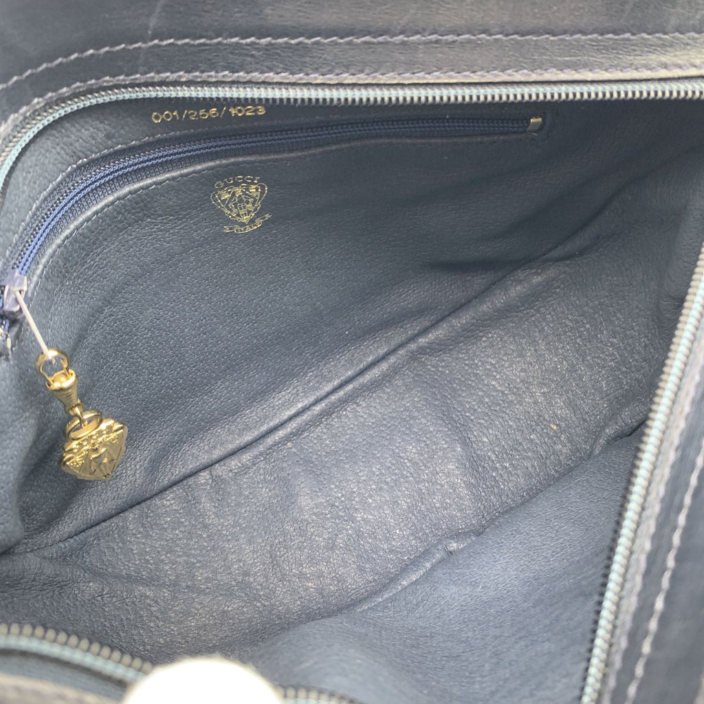 Gucci Vintage Blue Monogram Canvas Leather Shoulder Bag