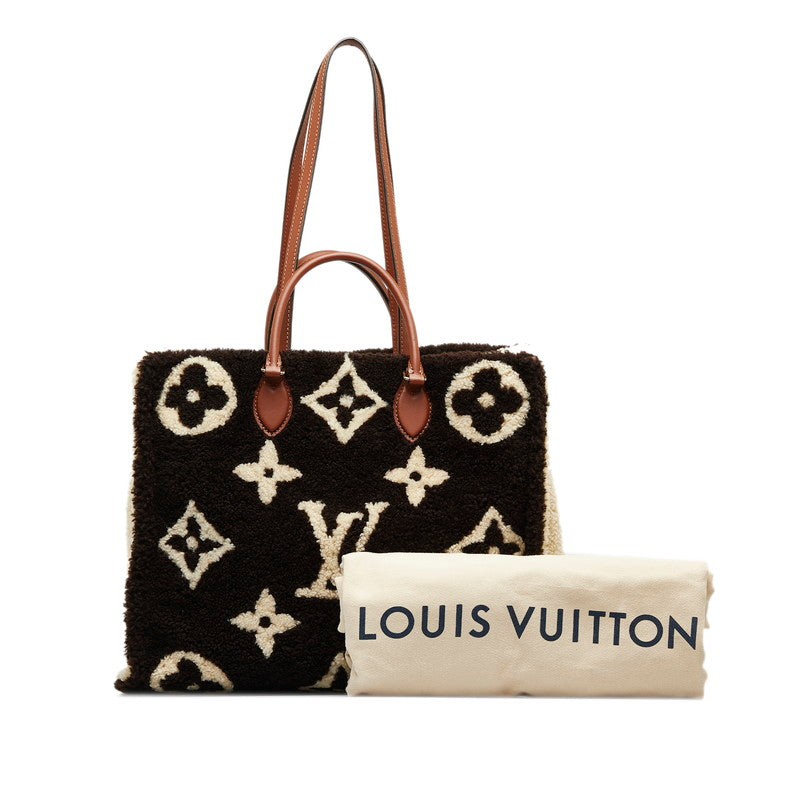 Louis Vuitton Monogram Teddy Onzagore GM Torta Bag M55420 Brown Ivory Mouton Leather  Louis Vuitton