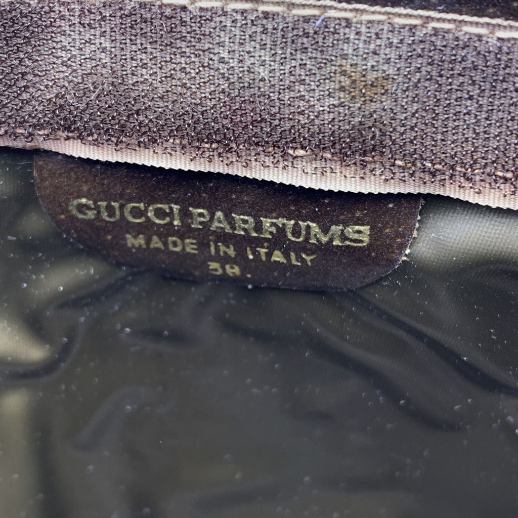 Gucci Vintage Monogram Canvas Cosmetic Bag Clutch with Stripes