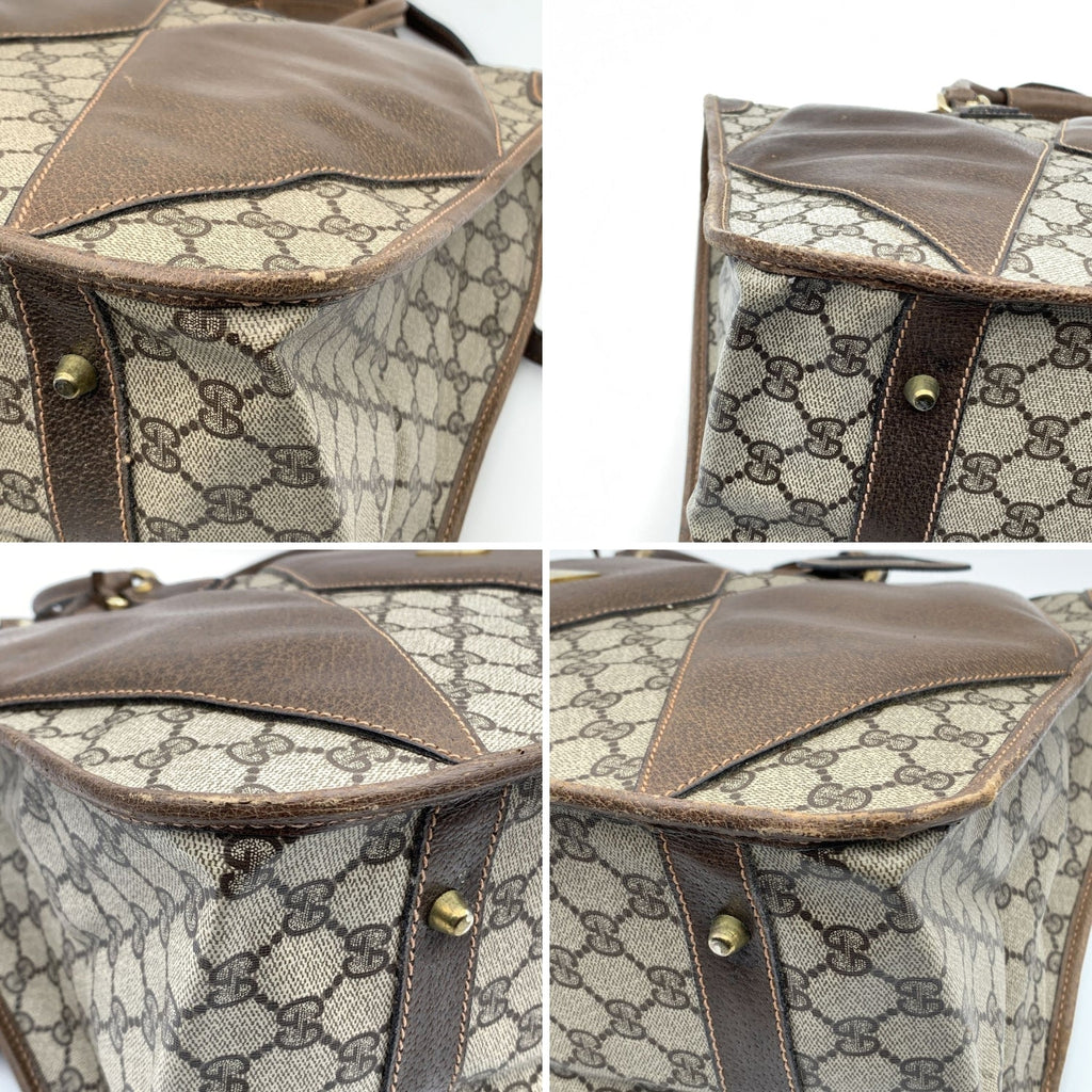 Gucci Vintage Brown Monogram Canvas Travel Satchel Bag