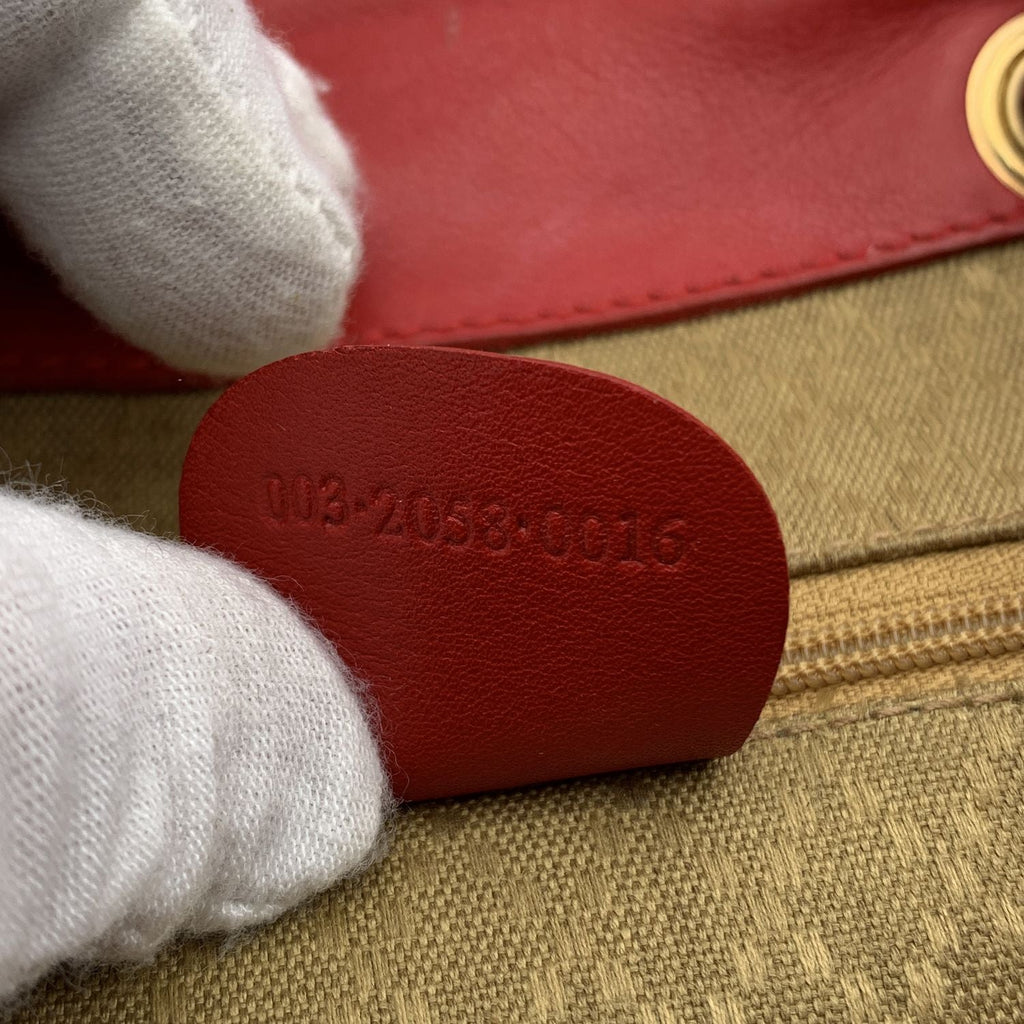 Gucci Vintage Red Leather Bamboo Backpack Shoulder Bag