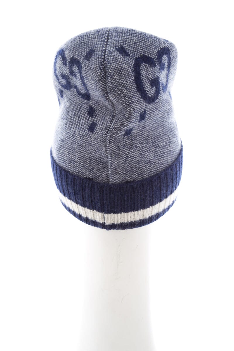 Gucci Navy Cashmere Logo Beanie Hat SZ M
