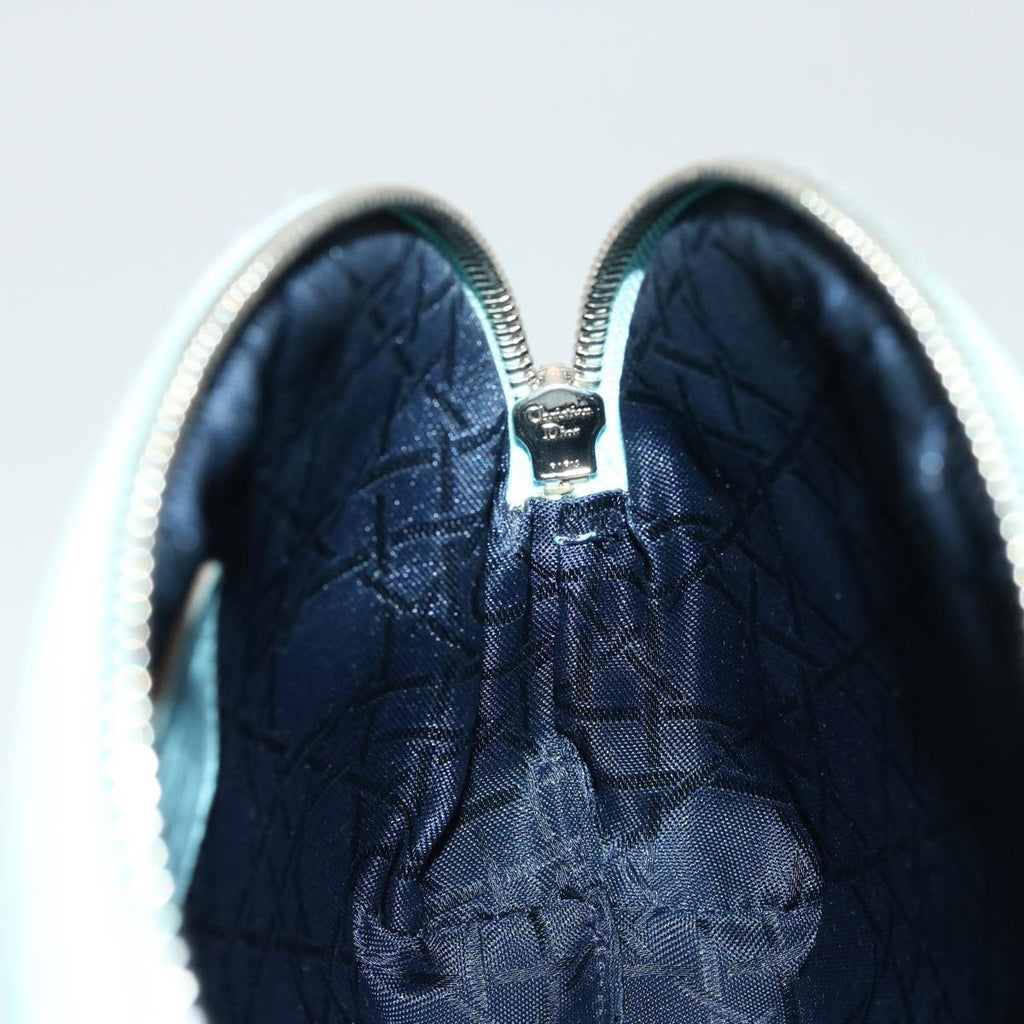CHRISTIAN DIOR Lady Dior Canage Pouch Lamb Skin Blue Auth am3267