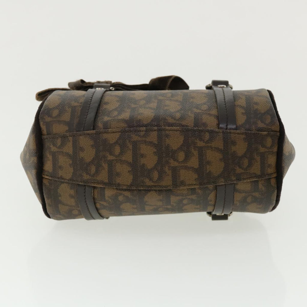 CHRISTIAN DIOR Trotter Canvas Hand Bag Brown Auth am3391