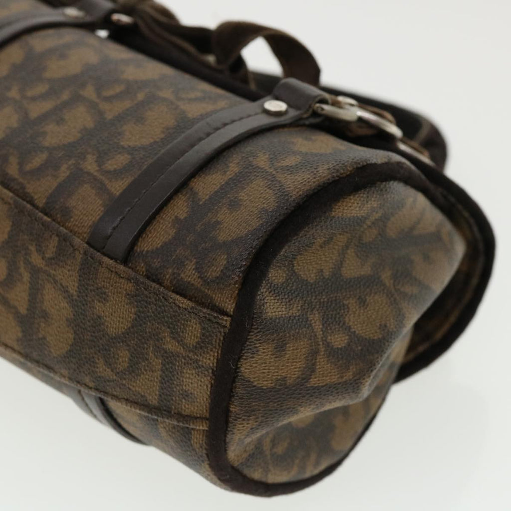 CHRISTIAN DIOR Trotter Canvas Hand Bag Brown Auth am3391