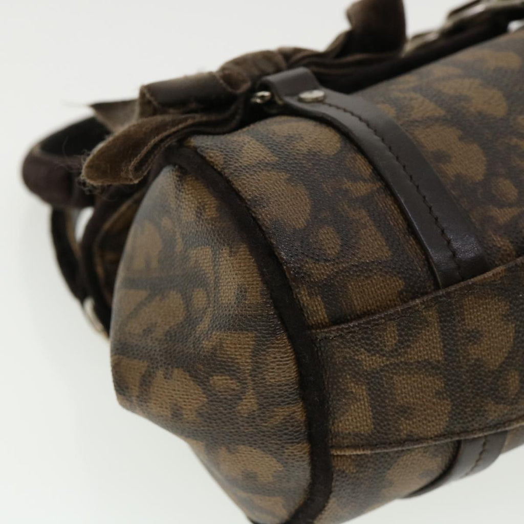 CHRISTIAN DIOR Trotter Canvas Hand Bag Brown Auth am3391