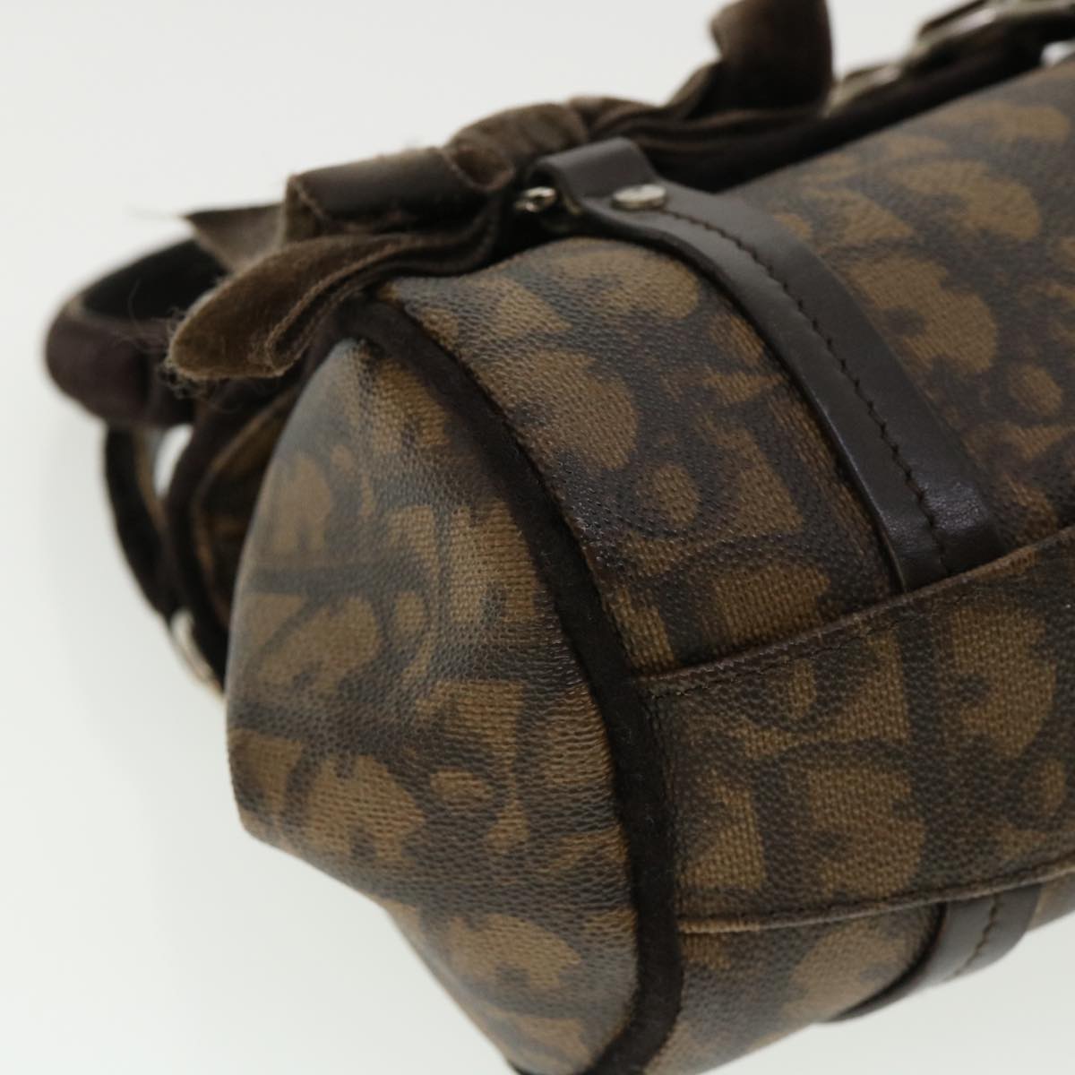 CHRISTIAN DIOR Trotter Canvas Hand Bag Brown Auth am3391
