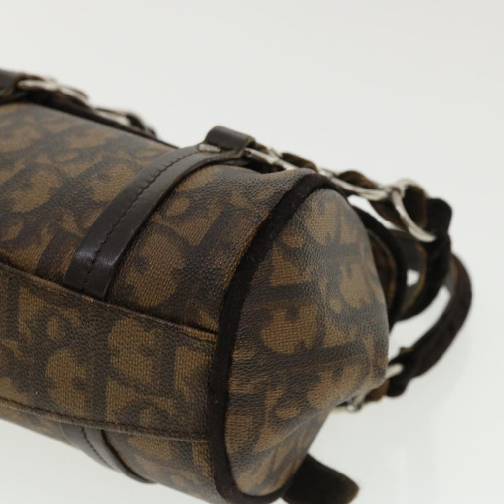 CHRISTIAN DIOR Trotter Canvas Hand Bag Brown Auth am3391