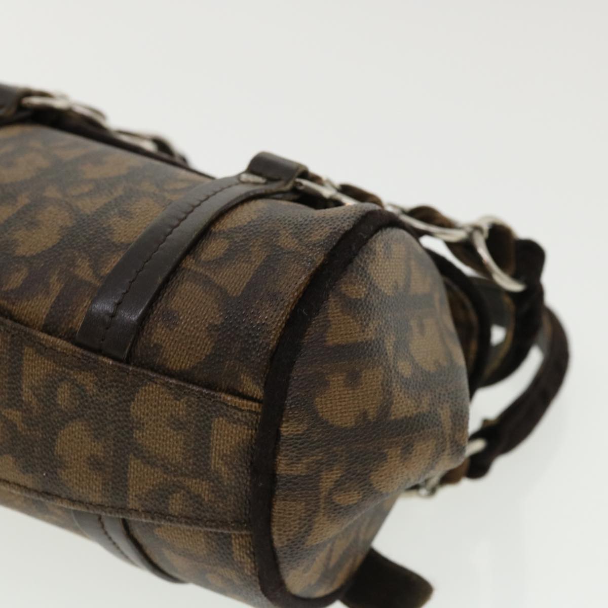 CHRISTIAN DIOR Trotter Canvas Hand Bag Brown Auth am3391