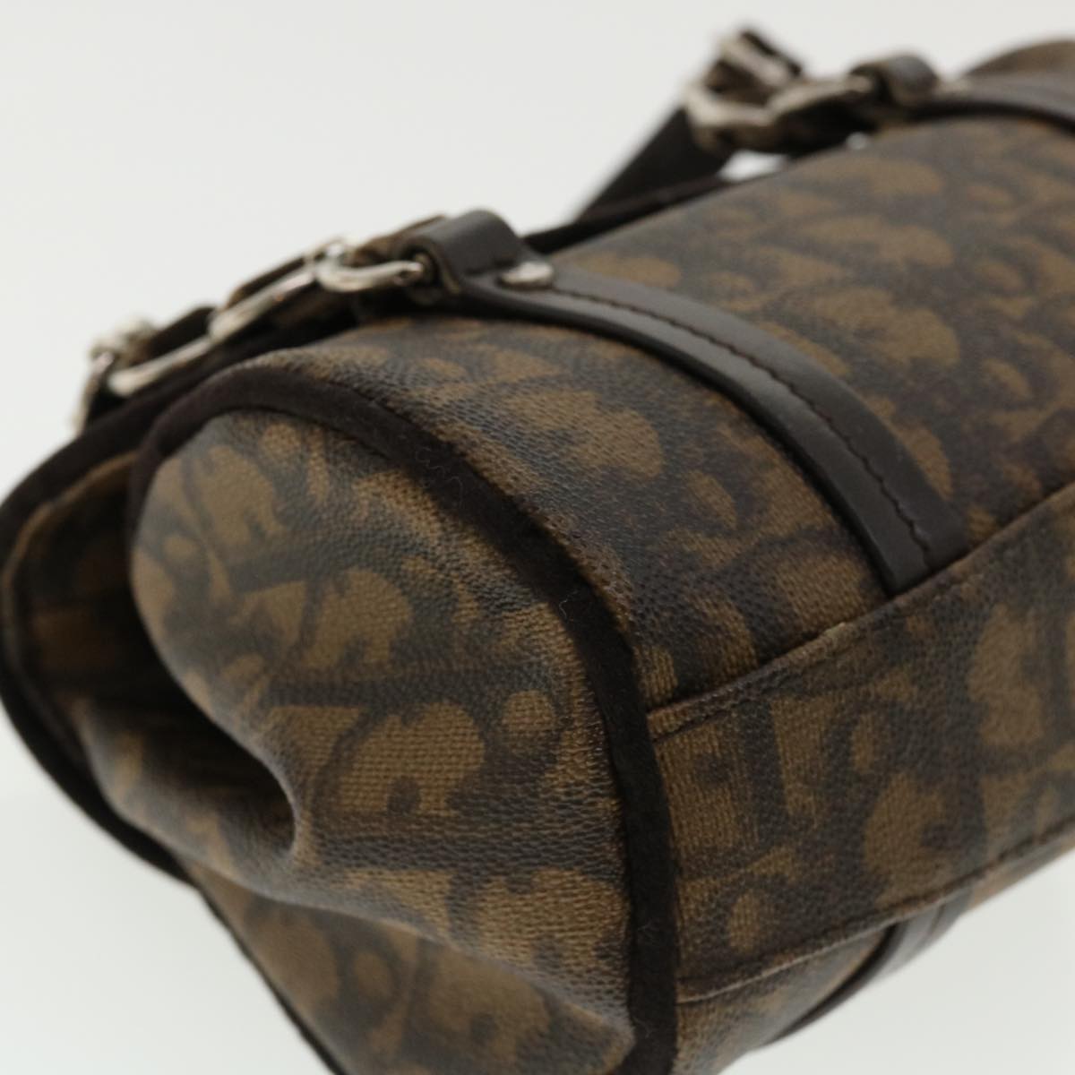 CHRISTIAN DIOR Trotter Canvas Hand Bag Brown Auth am3391