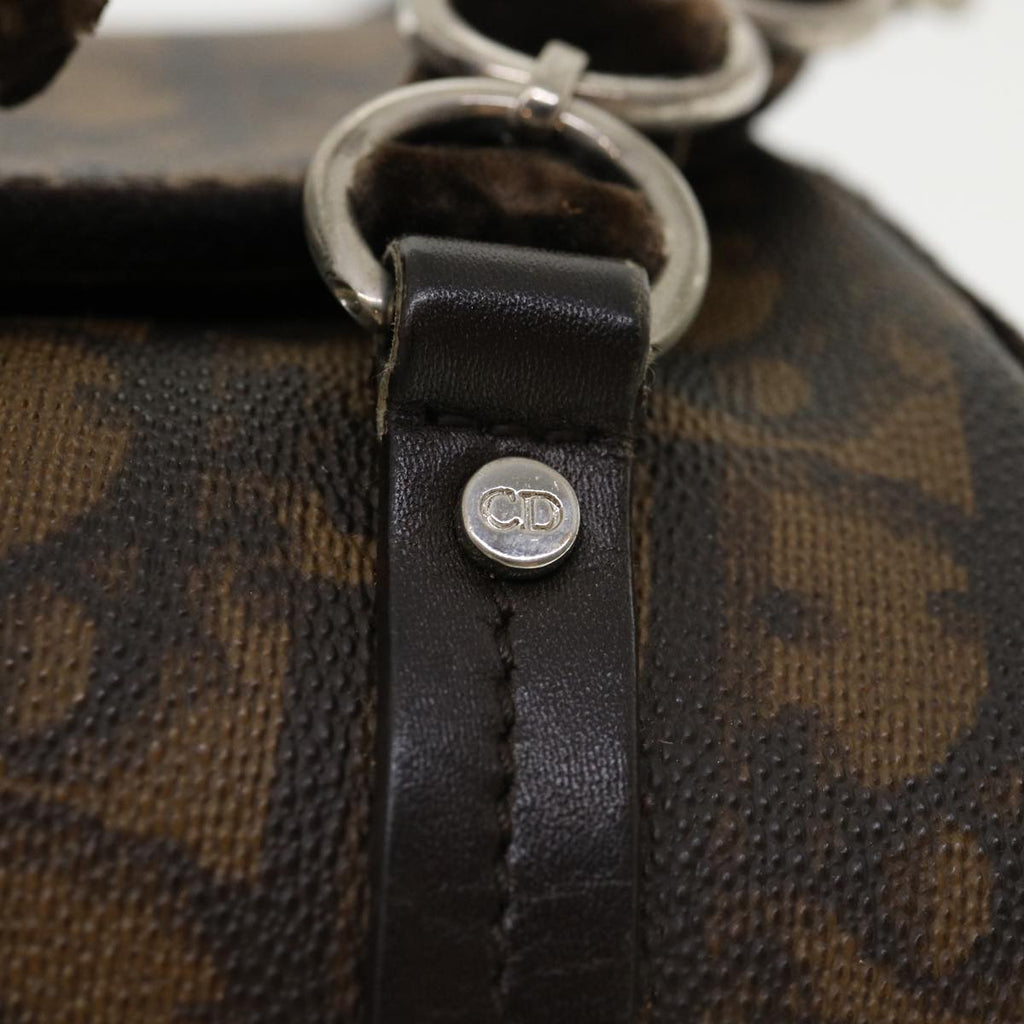 CHRISTIAN DIOR Trotter Canvas Hand Bag Brown Auth am3391