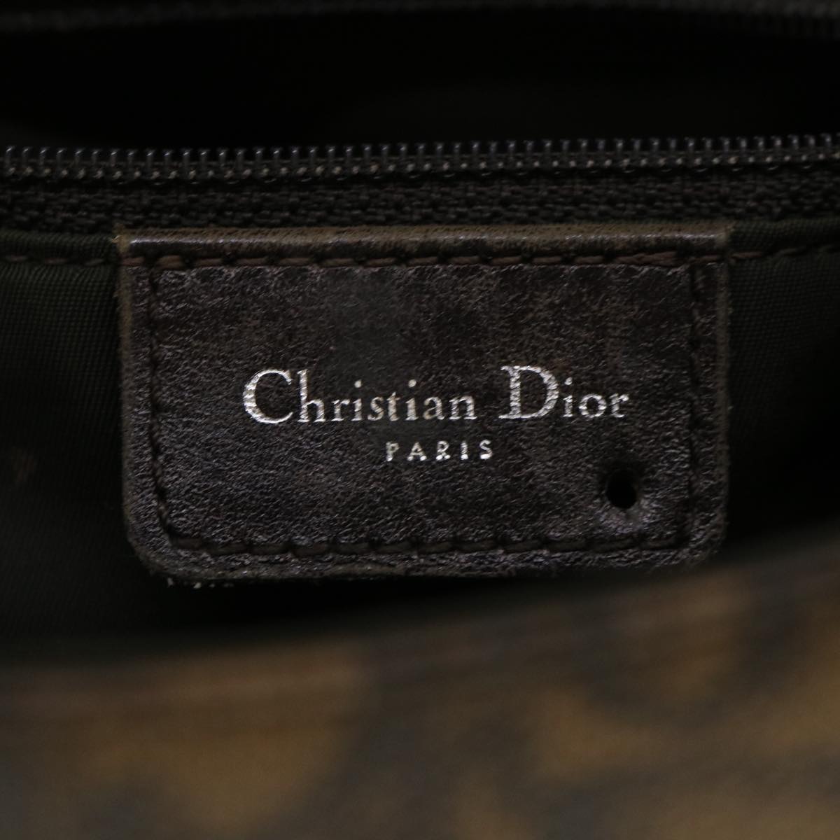 CHRISTIAN DIOR Trotter Canvas Hand Bag Brown Auth am3391