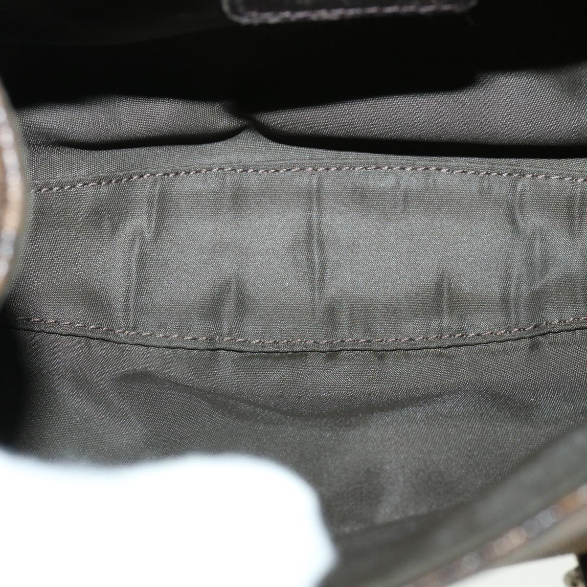 CHRISTIAN DIOR Trotter Canvas Hand Bag Brown Auth am3391
