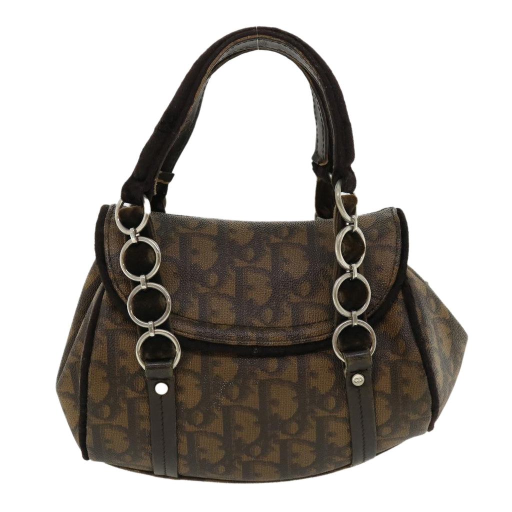 CHRISTIAN DIOR Trotter Canvas Hand Bag Brown Auth am3391