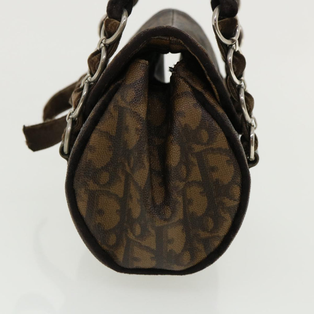 CHRISTIAN DIOR Trotter Canvas Hand Bag Brown Auth am3391