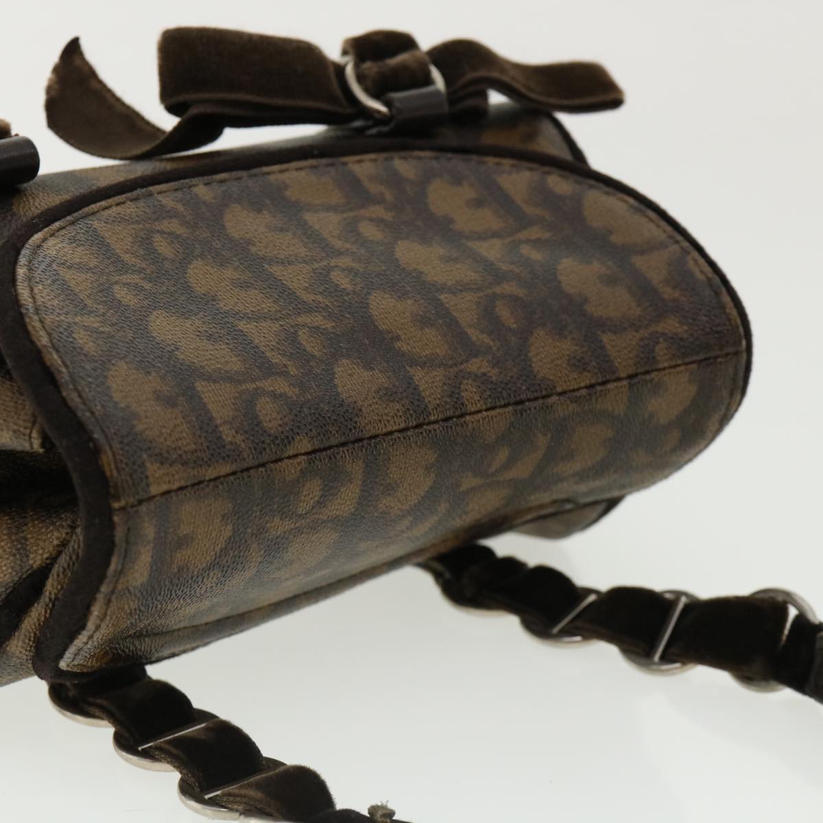 CHRISTIAN DIOR Trotter Canvas Hand Bag Brown Auth am3391