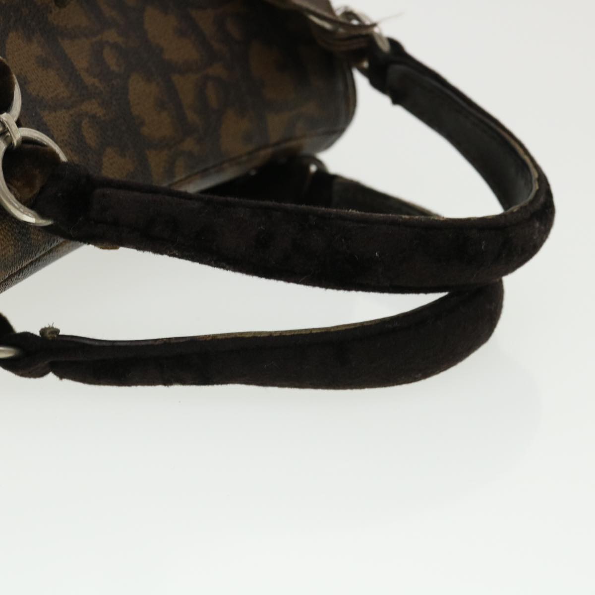 CHRISTIAN DIOR Trotter Canvas Hand Bag Brown Auth am3391