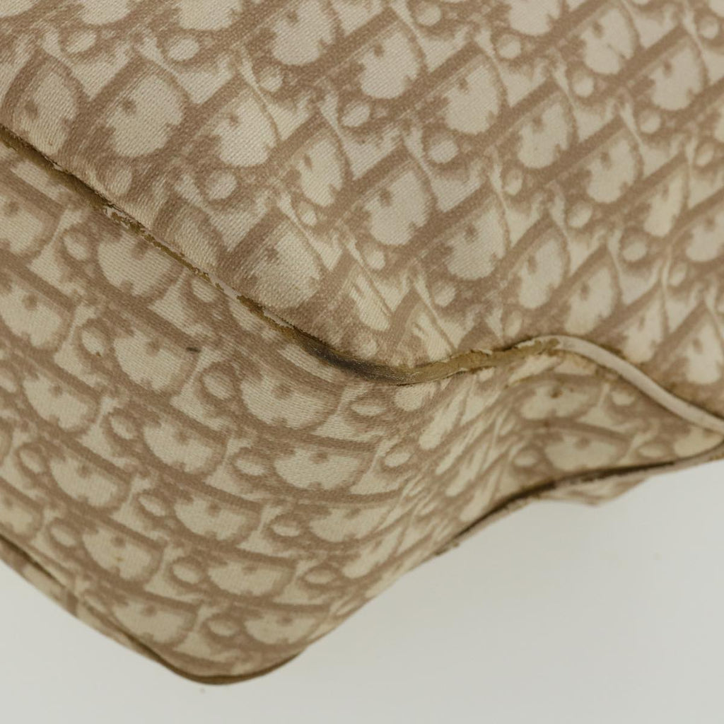 CHRISTIAN DIOR Trotter Canvas Chain Tote Bag PVC Leather Beige Auth am3502