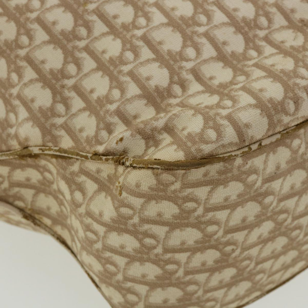 CHRISTIAN DIOR Trotter Canvas Chain Tote Bag PVC Leather Beige Auth am3502