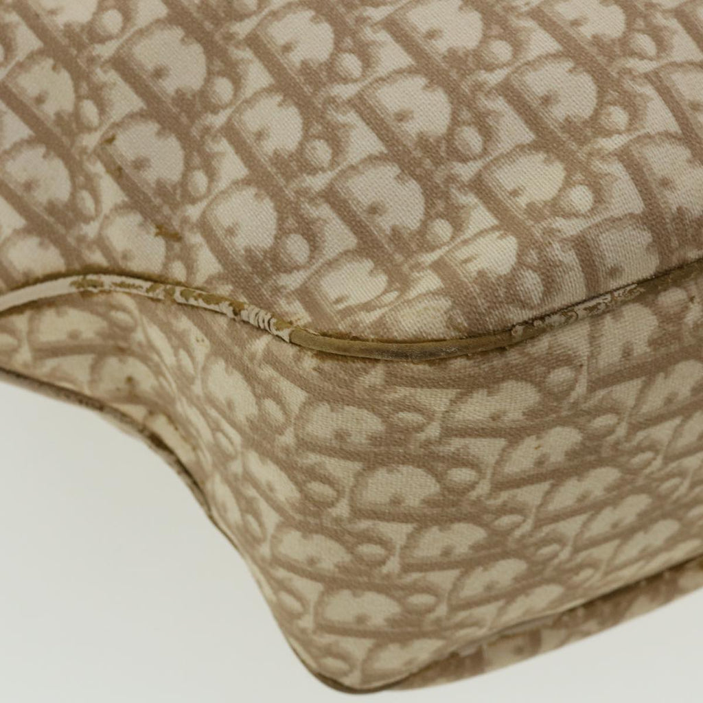 CHRISTIAN DIOR Trotter Canvas Chain Tote Bag PVC Leather Beige Auth am3502