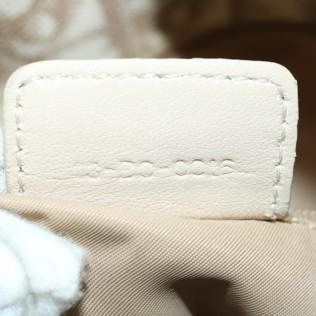 CHRISTIAN DIOR Trotter Canvas Chain Tote Bag PVC Leather Beige Auth am3502