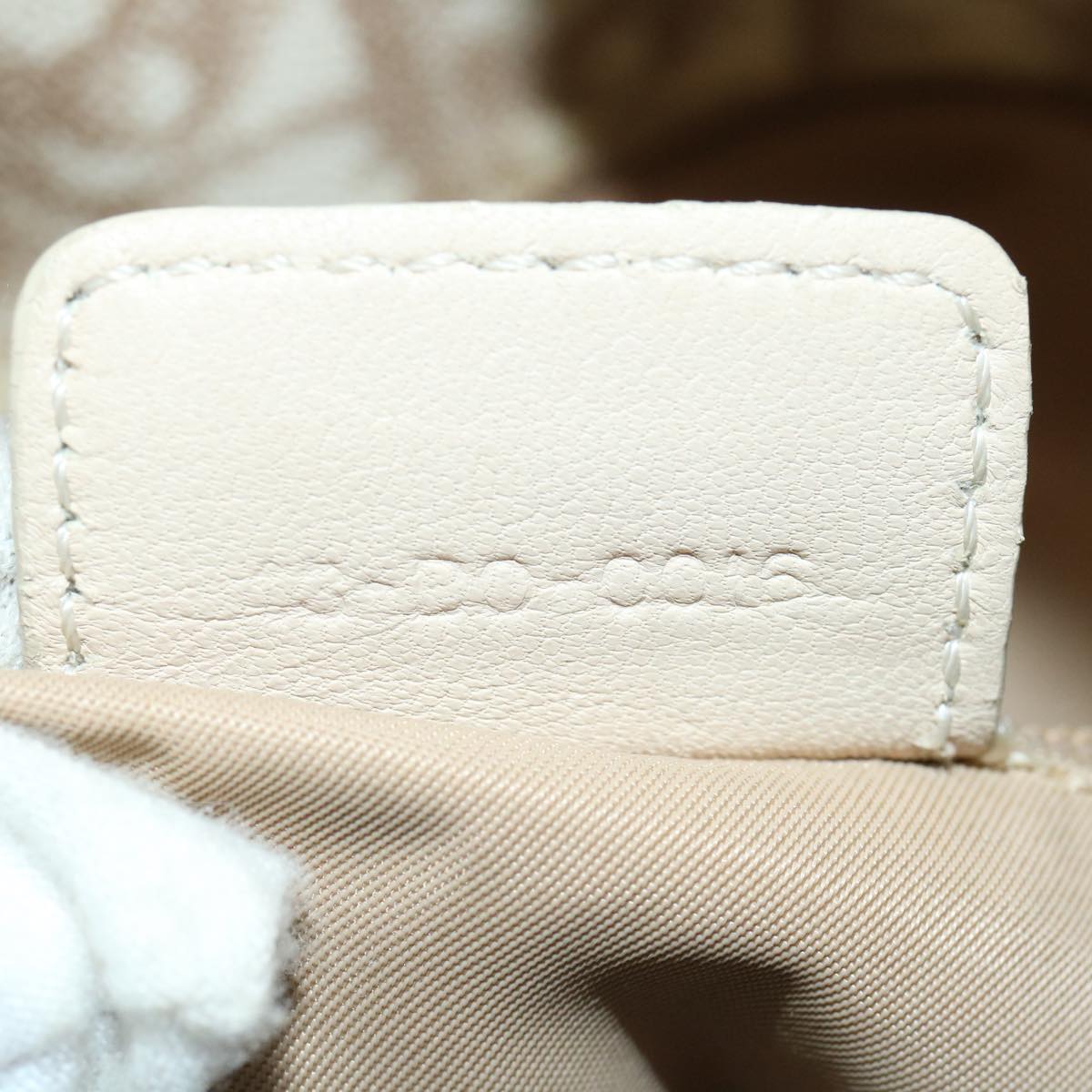 CHRISTIAN DIOR Trotter Canvas Chain Tote Bag PVC Leather Beige Auth am3502