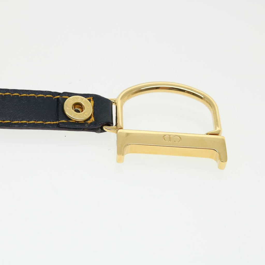 CHRISTIAN DIOR Trotter Canvas Saddle Coin Purse Navy Auth am3626