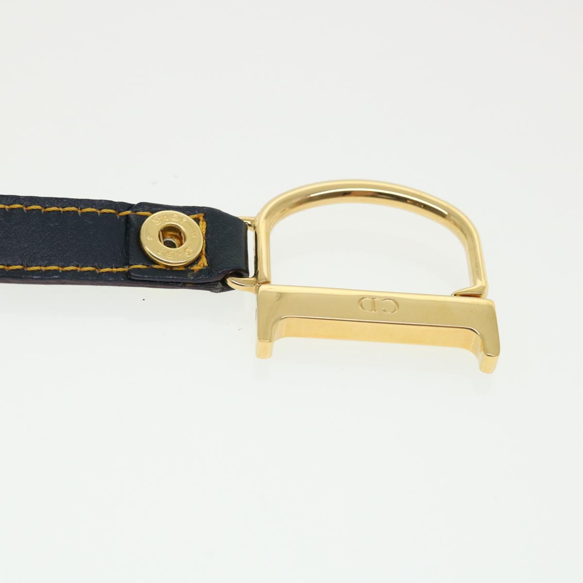 CHRISTIAN DIOR Trotter Canvas Saddle Coin Purse Navy Auth am3626