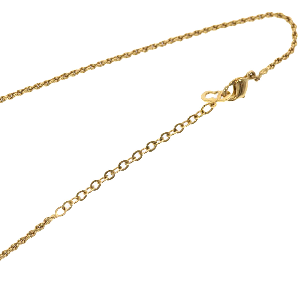 CHRISTIAN DIOR Necklace Metal Gold Tone Auth am4660