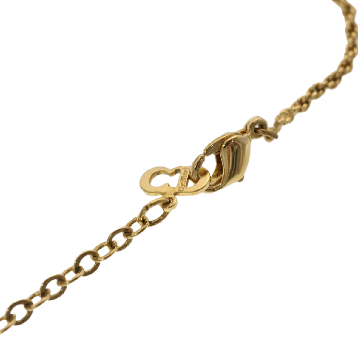 CHRISTIAN DIOR Necklace Metal Gold Tone Auth am4660