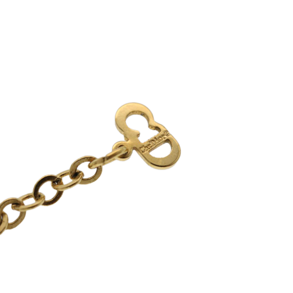 CHRISTIAN DIOR Necklace Metal Gold Tone Auth am4660