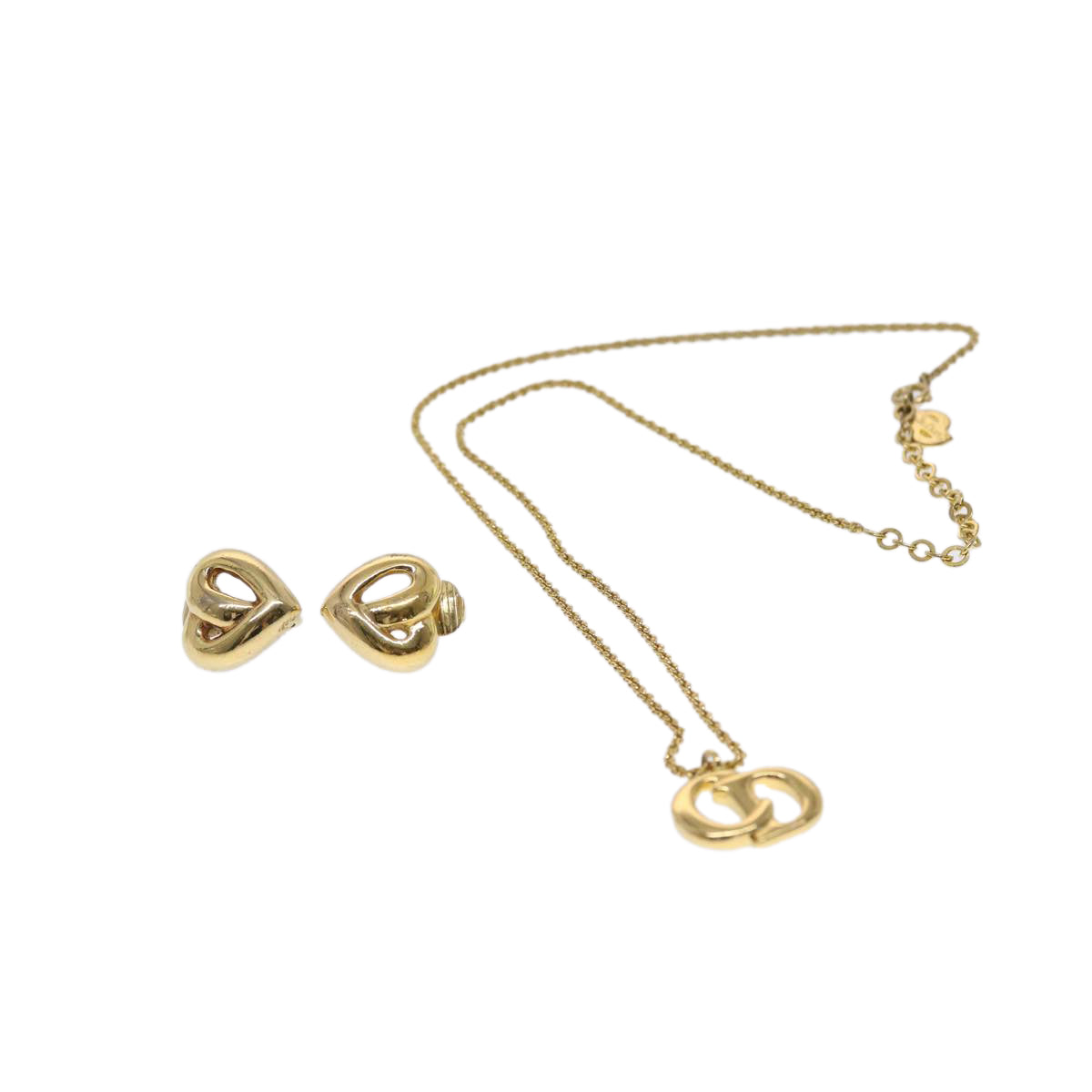 CHRISTIAN DIOR Accessories Necklace 2Set Gold Tone Auth am4822