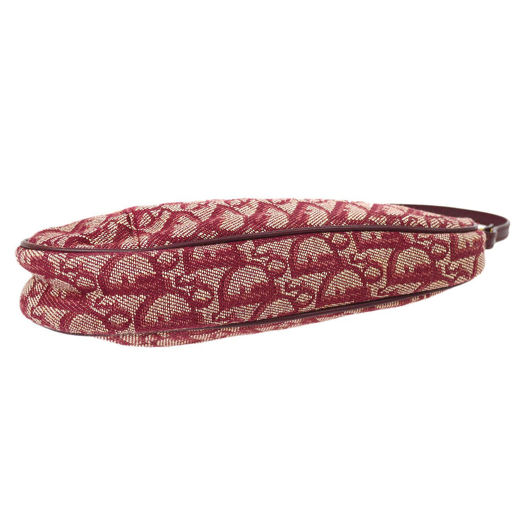 Christian Dior 2002 Trotter Pattern Saddle Hand Bag Bordeaux ao33199